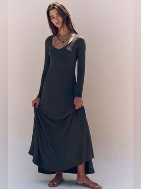 FREE PEOPLE free-est Tatiana Maxi Dress in Army Green